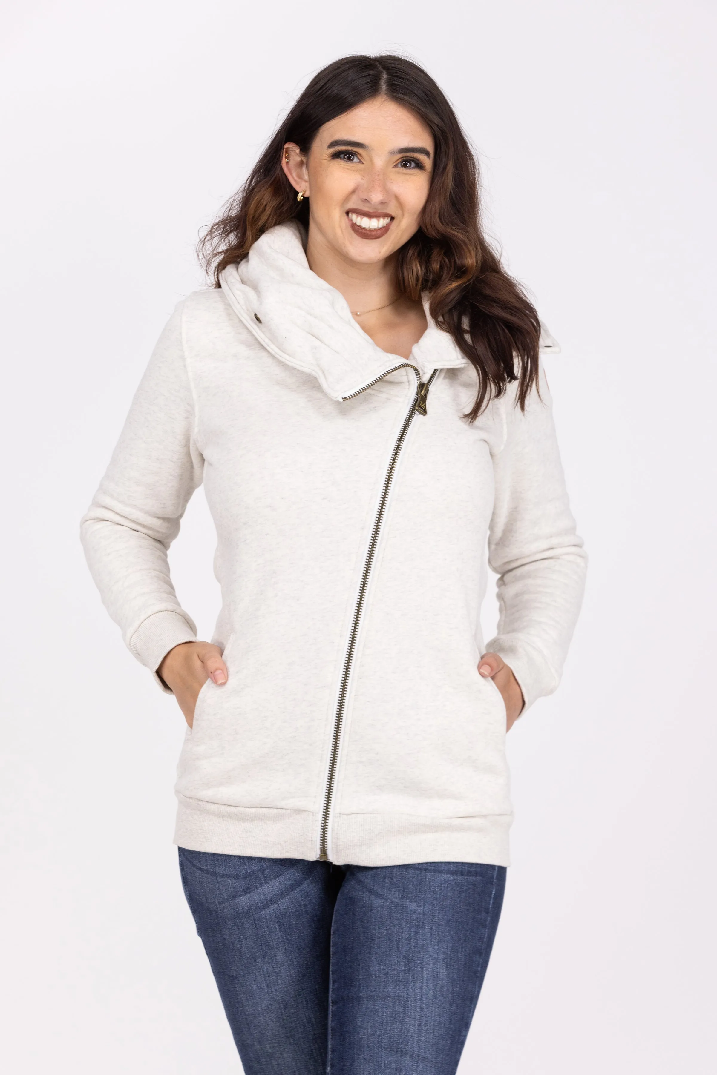 Quinn Damen-Reißverschluss-Jacke mit Kragenschal