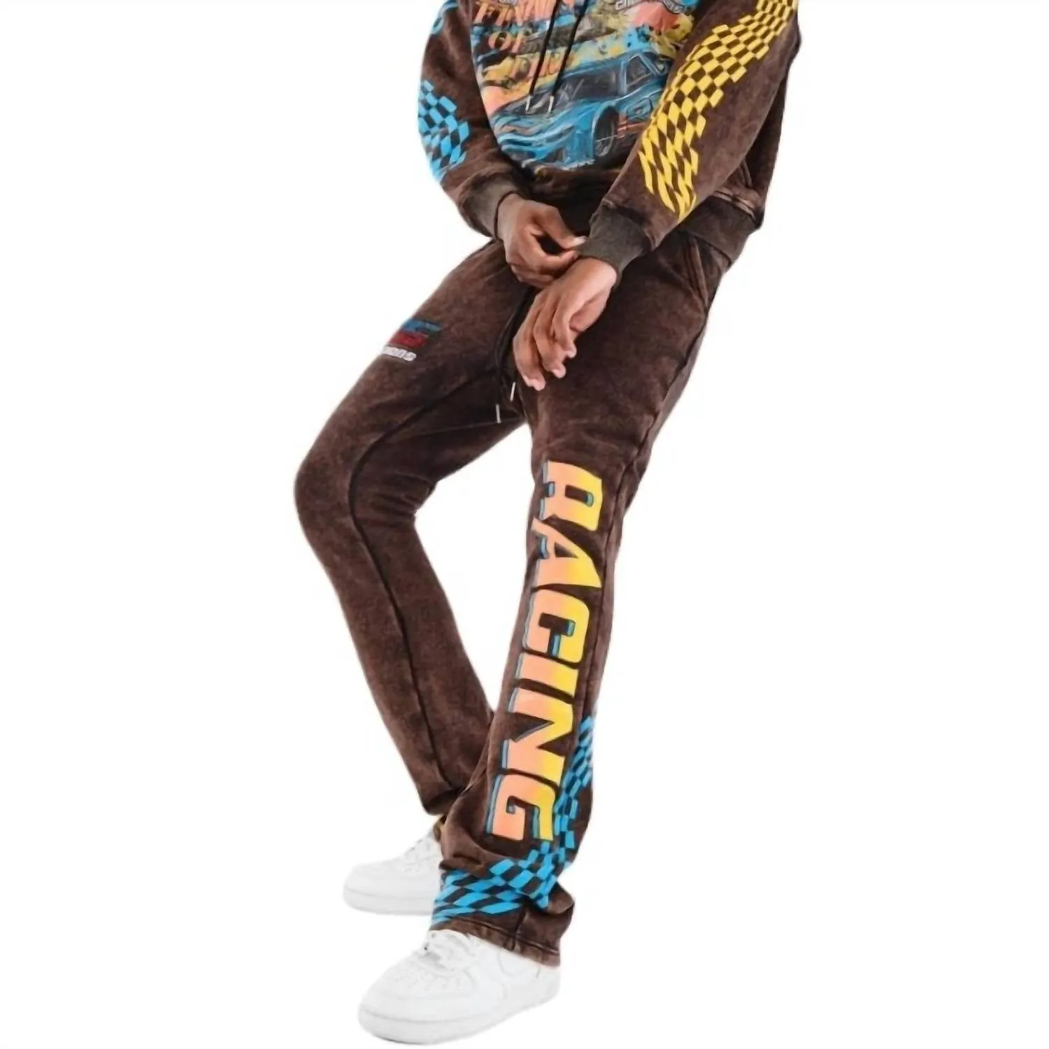 Renn-Stacked-Hose in Schwarz