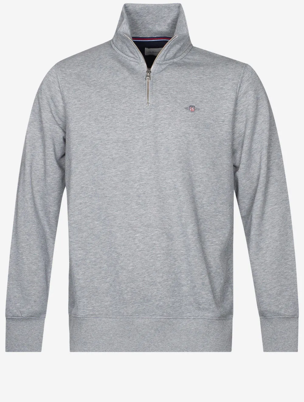 Regular Fit Schutzhalfzip-Pullover Grau Melange