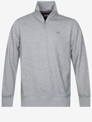 Regular Fit Schutzhalfzip-Pullover Grau Melange