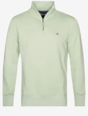 Regular Fit Schutzhalbzip-Pullover Milchiger Matcha