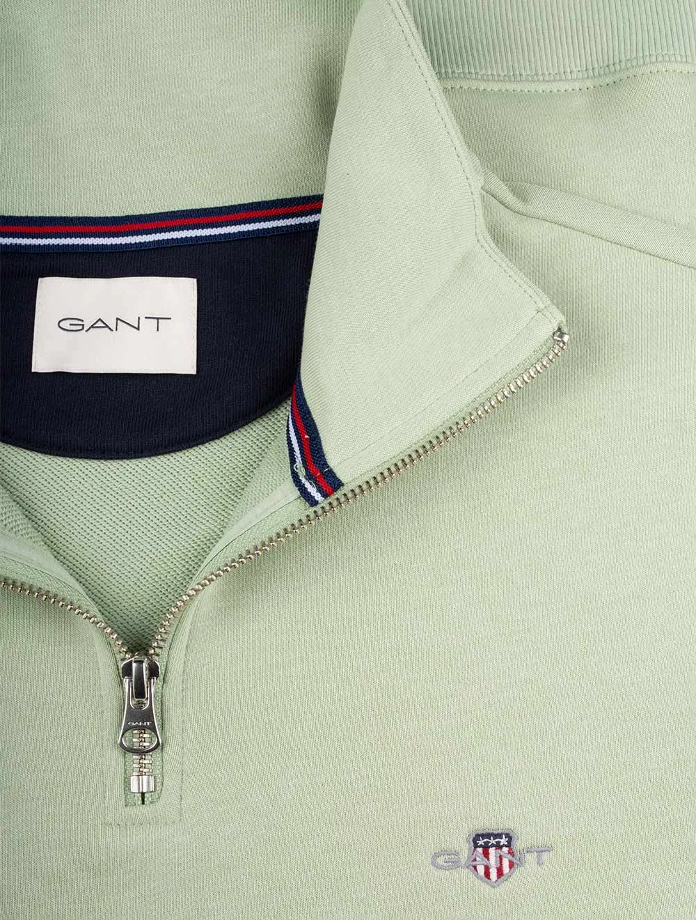 Regular Fit Schutzhalbzip-Pullover Milchiger Matcha