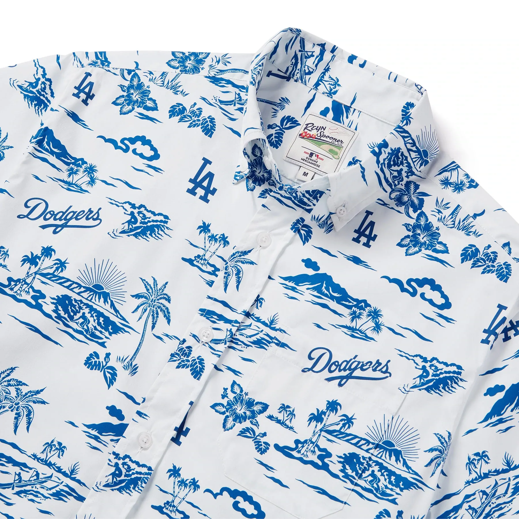Reyn Spooner LA Dodgers Kekai Performance Knopf-Vorderteil Camp Hemd