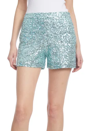 Seitlich mit Reißverschluss versehene Shorts mit Pailletten