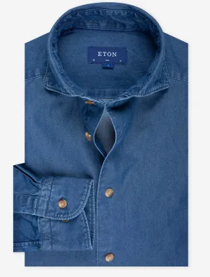 Schlanke Denim Freizeithemd Blau