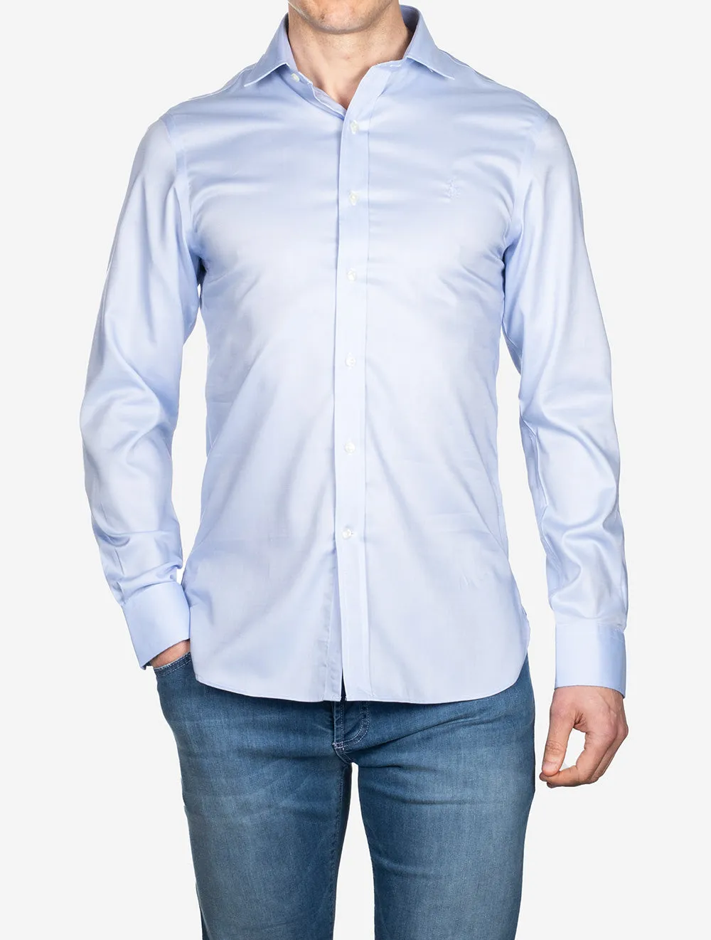 Schlankes Einfaches Hemd Blau