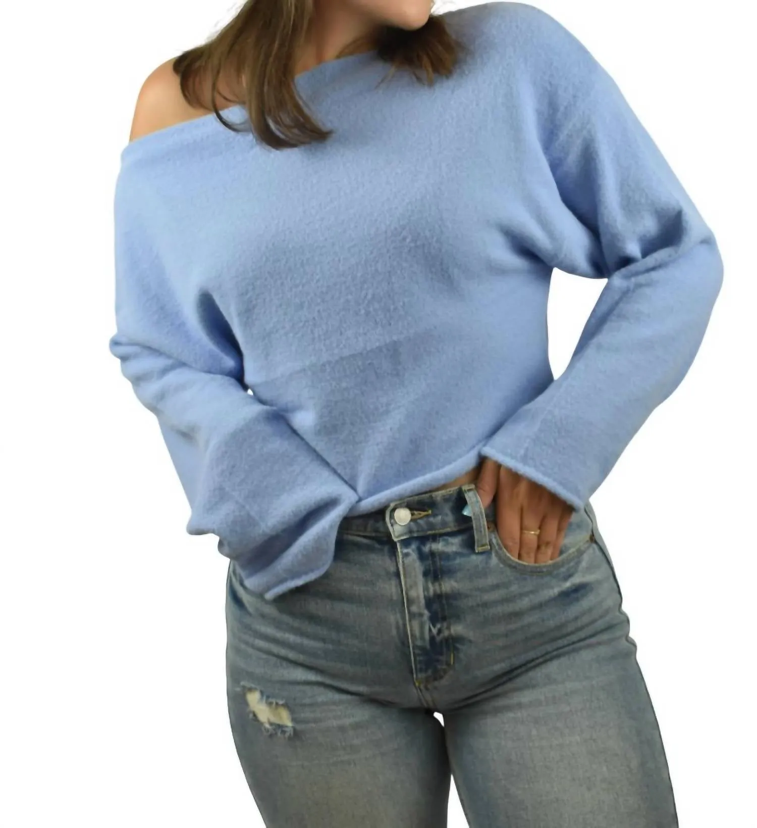 So gemütlicher Schulterfreier Pullover in Blau