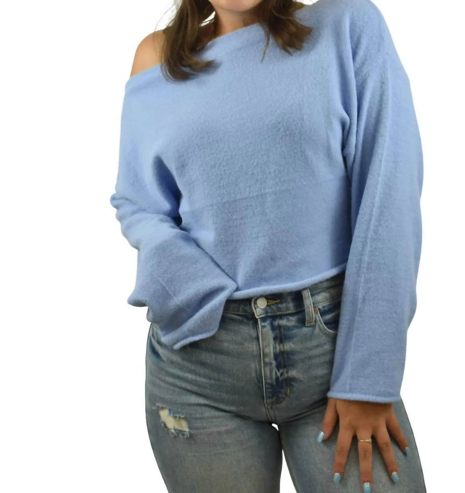 So gemütlicher Schulterfreier Pullover in Blau