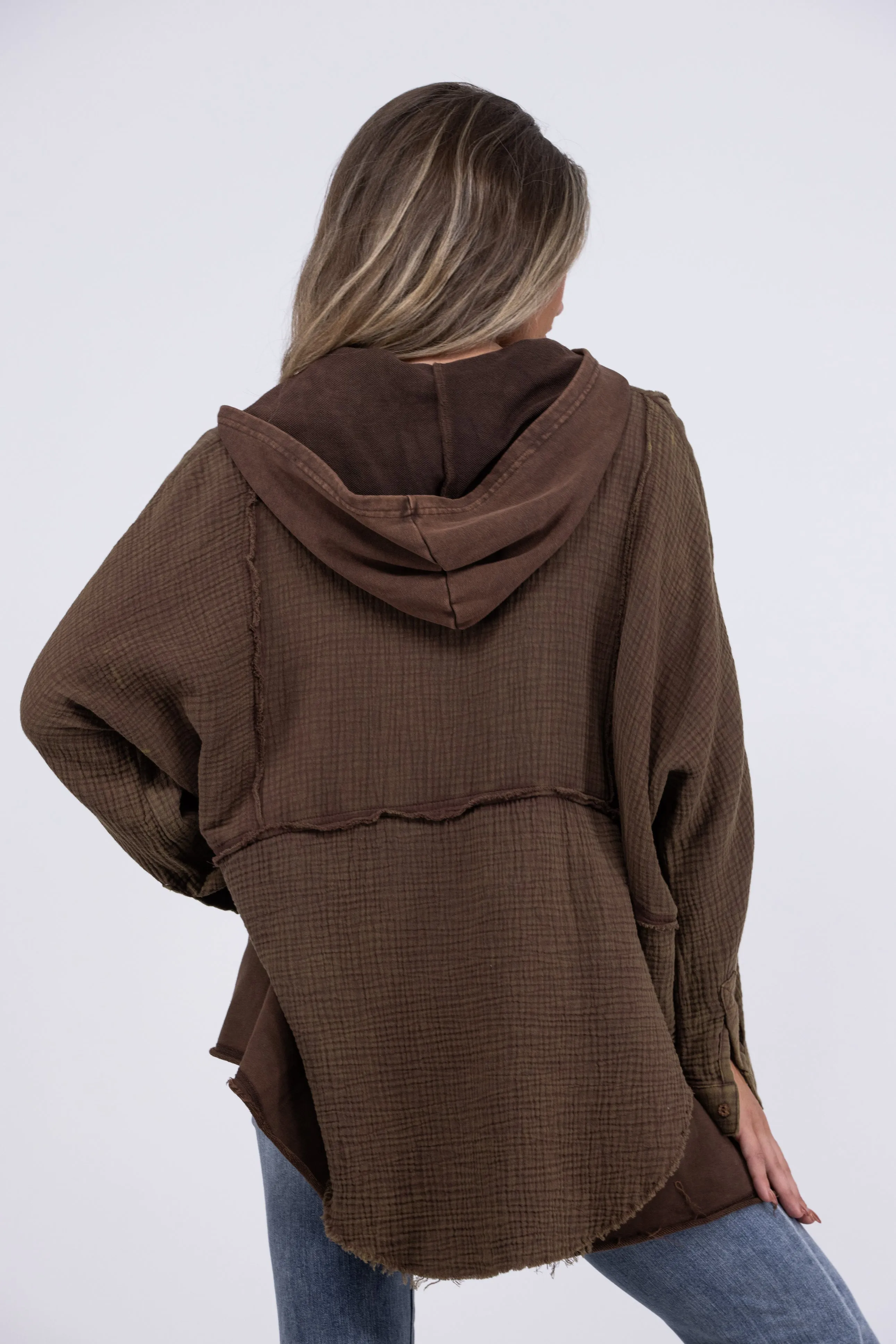 Stone Cold Damen-Button-Up-Langarm-Shacket *Endgültiger Verkauf*