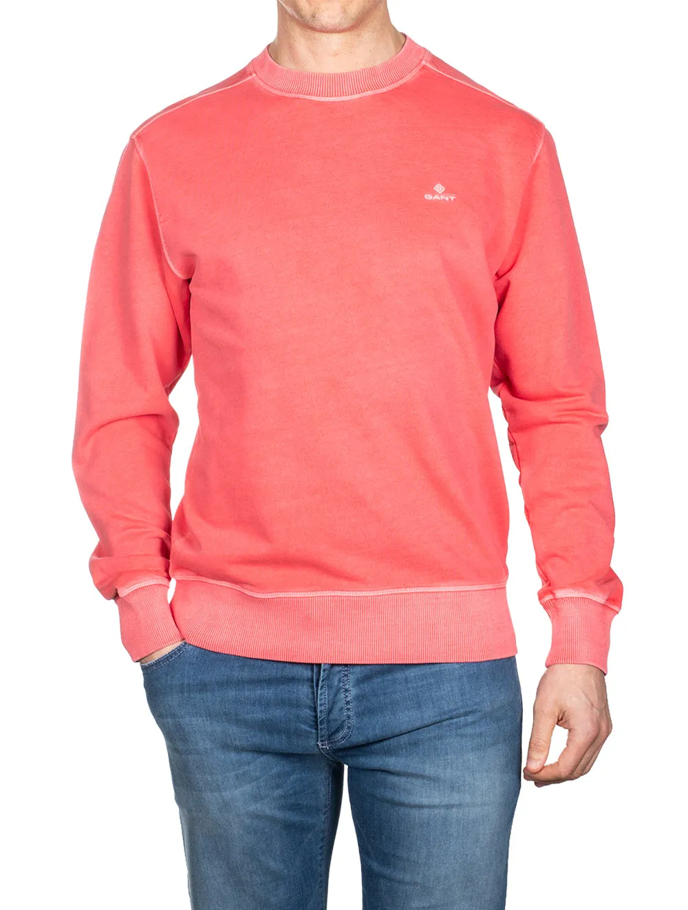 Sonnenverblasster Crewneck-Pullover Wassermelonenrosa