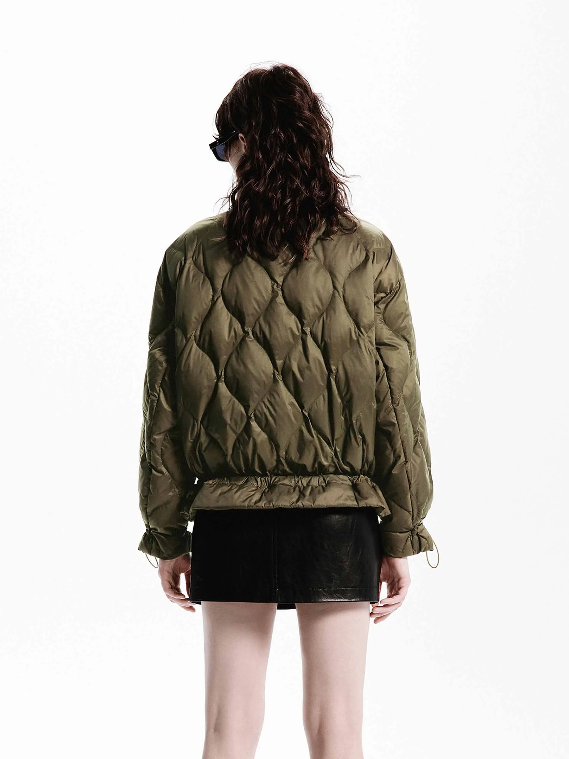 Tie Hem Steppdaunenjacke