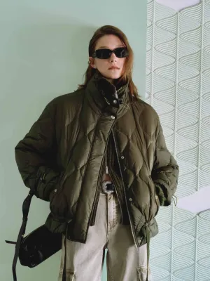 Tie Hem Steppdaunenjacke