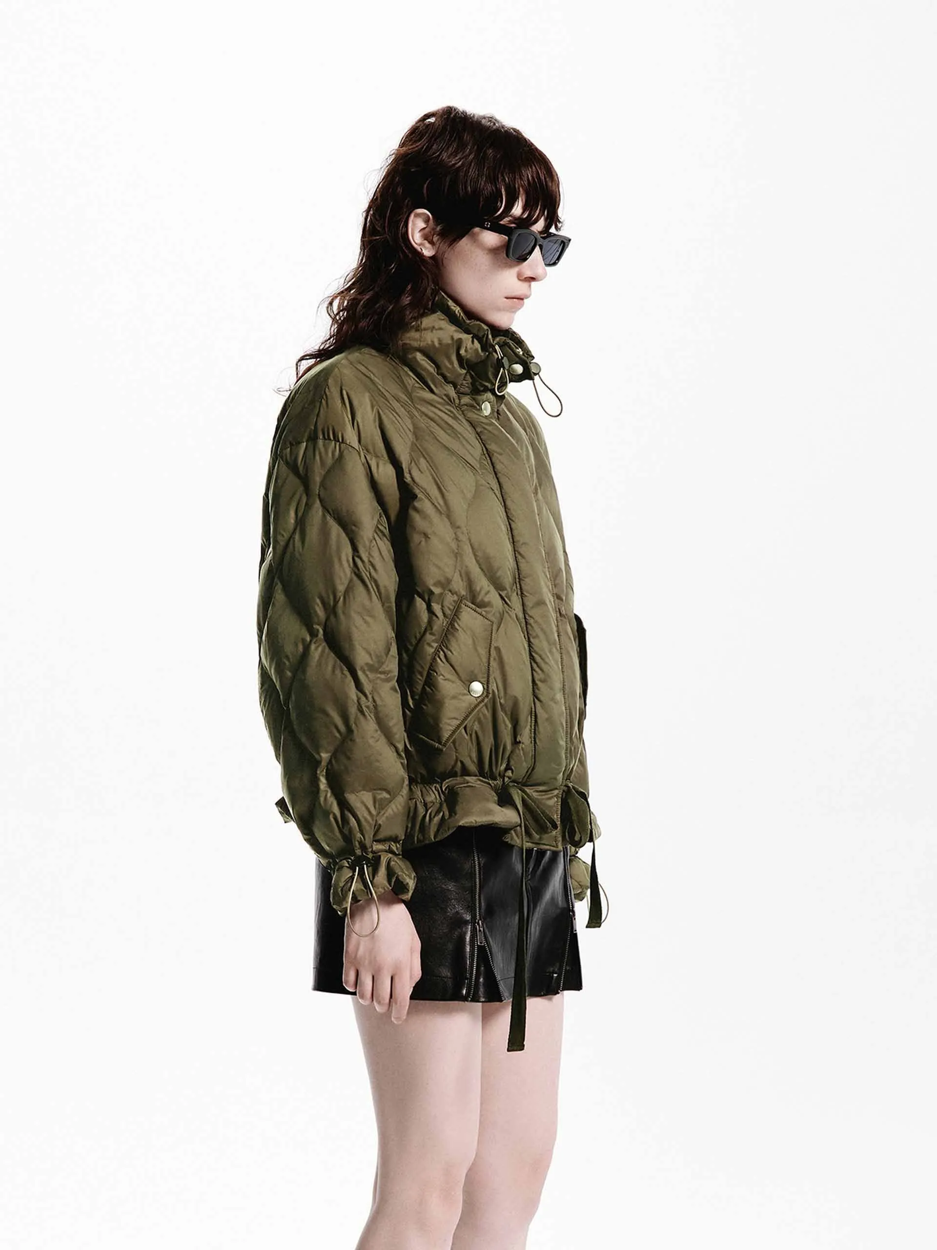 Tie Hem Steppdaunenjacke