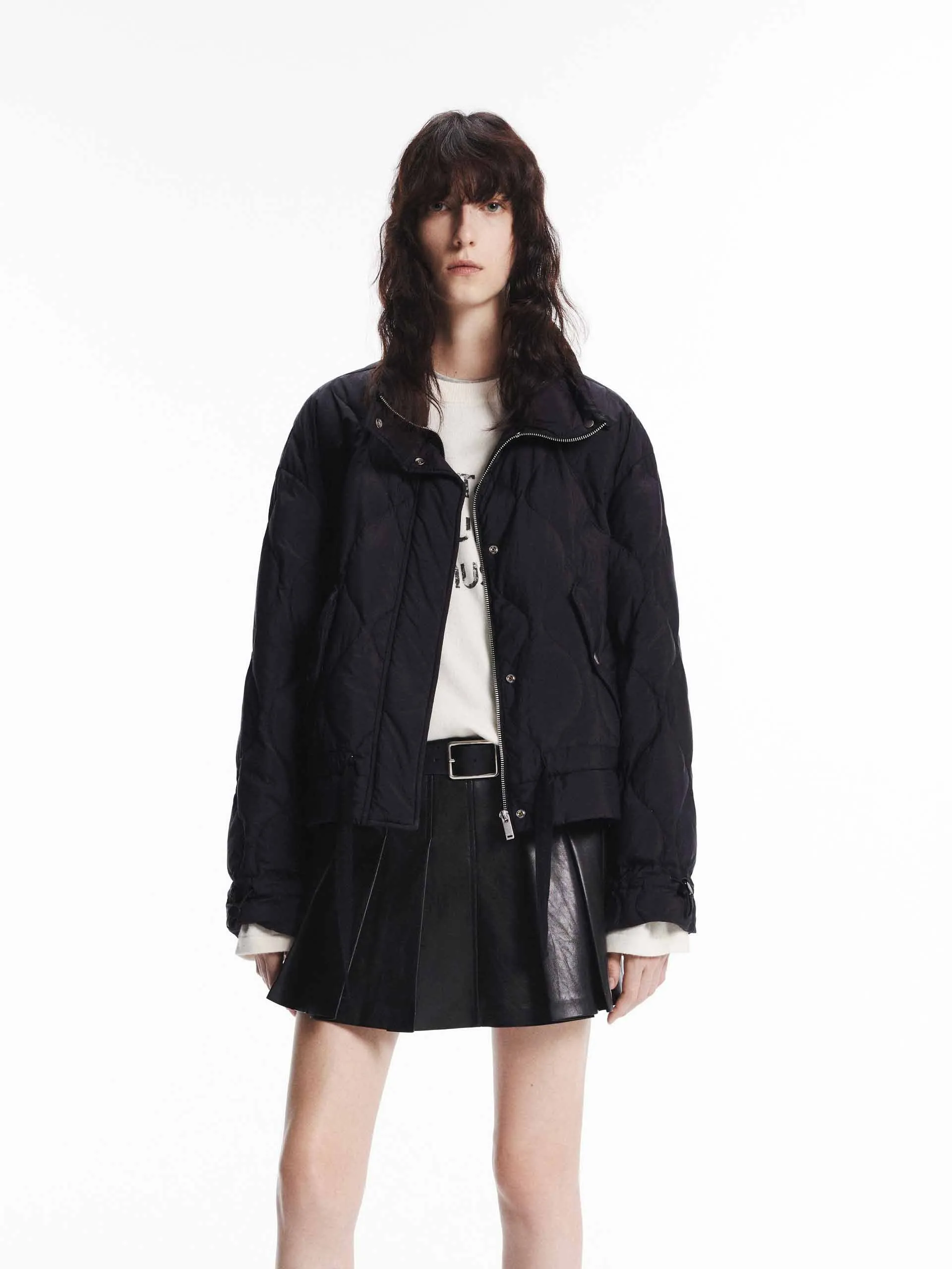 Tie Hem Steppdaunenjacke