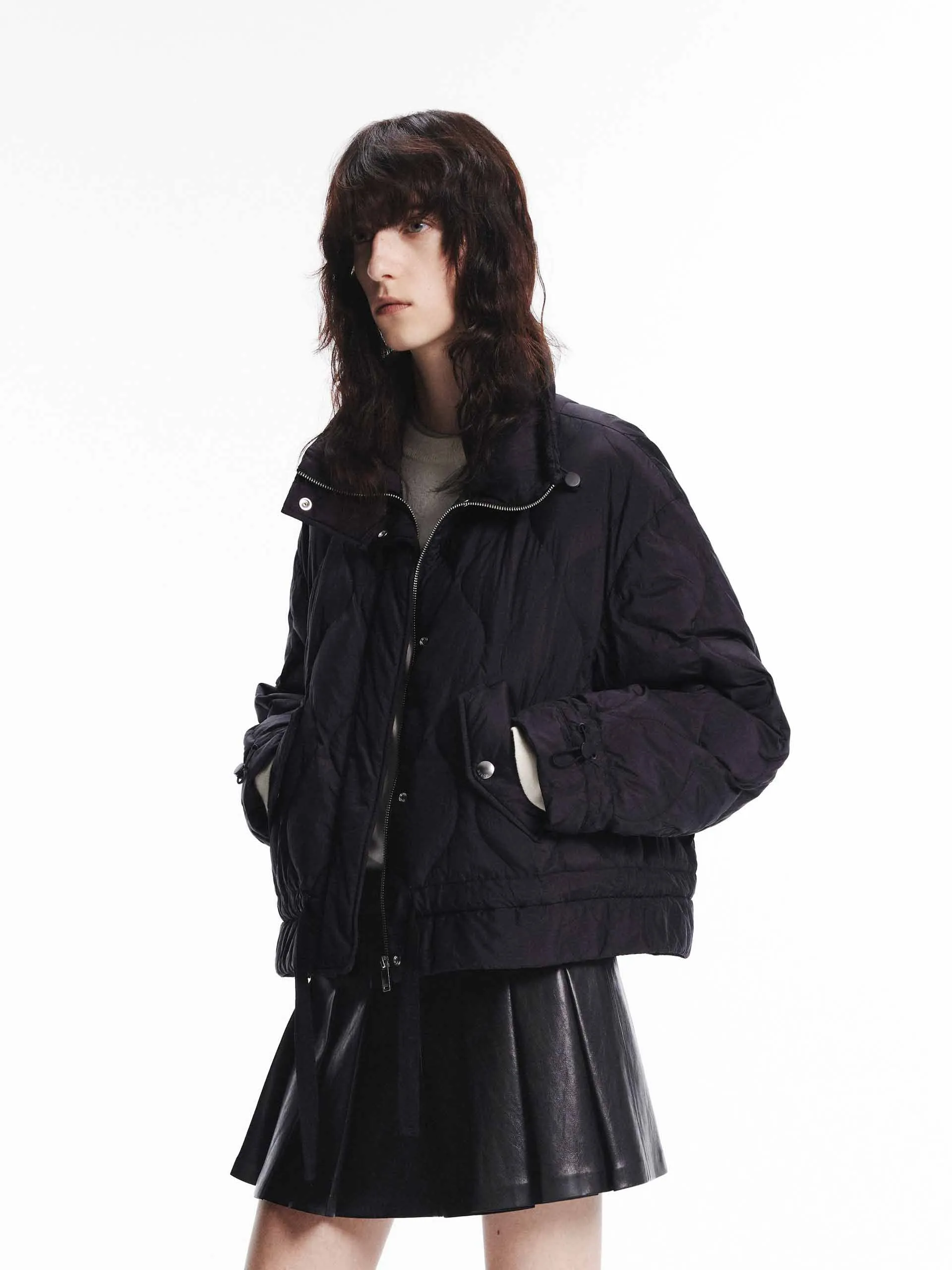 Tie Hem Steppdaunenjacke