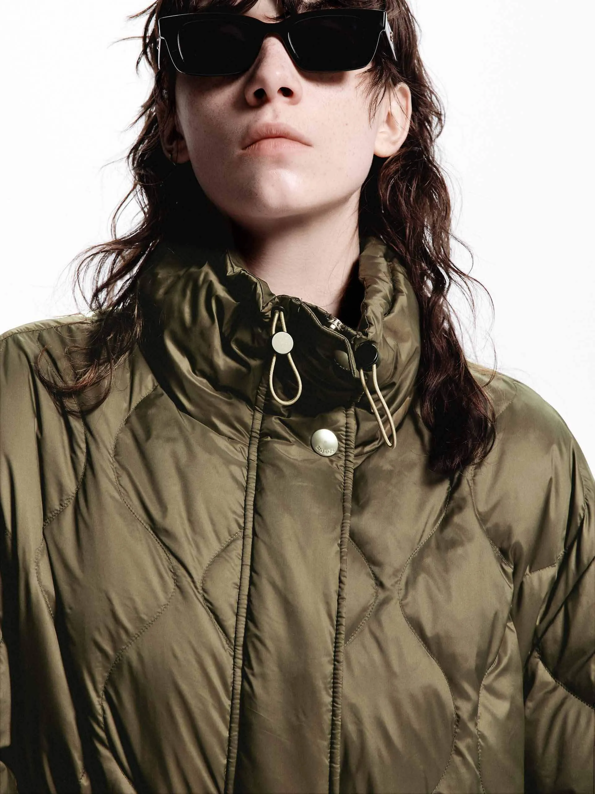Tie Hem Steppdaunenjacke