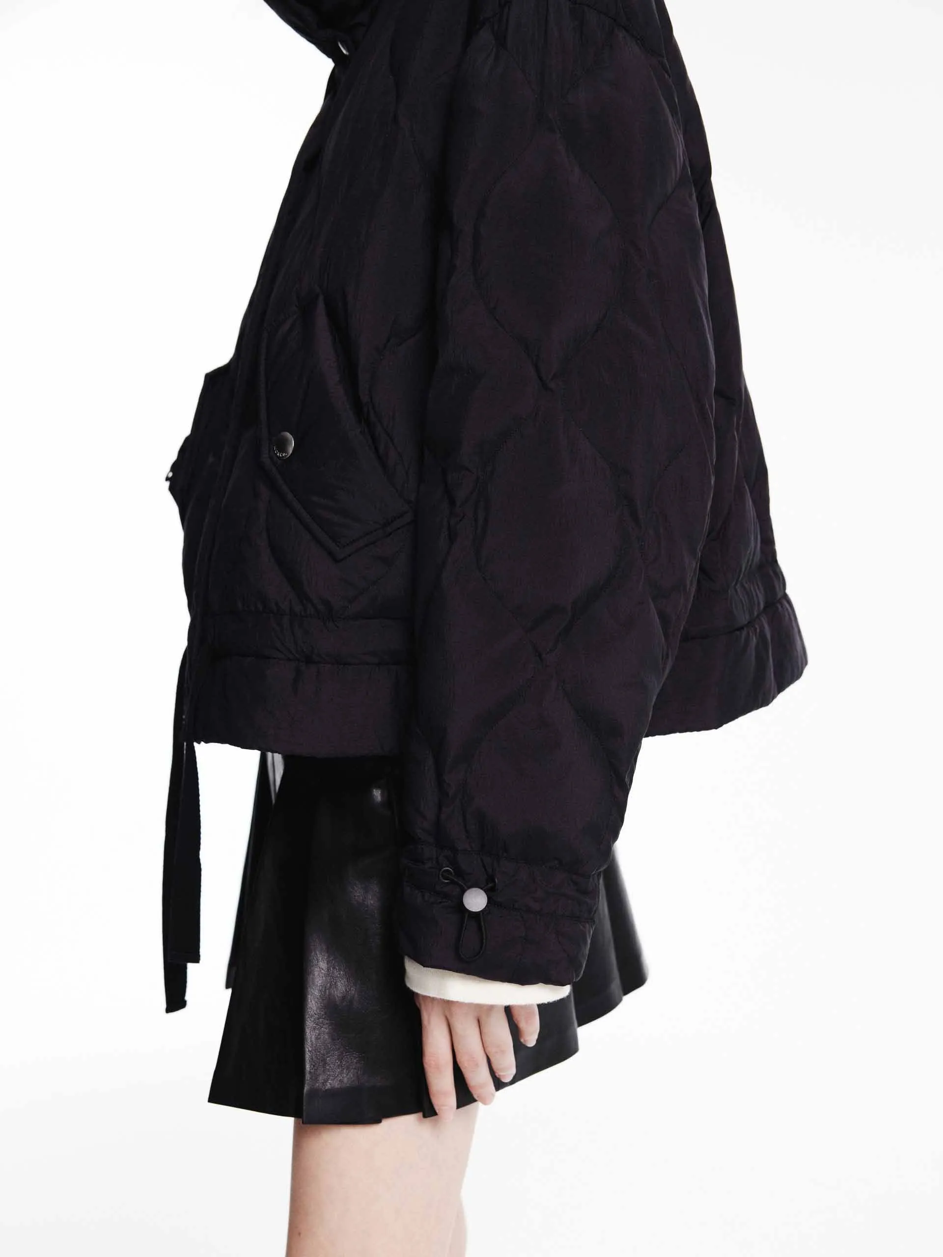 Tie Hem Steppdaunenjacke