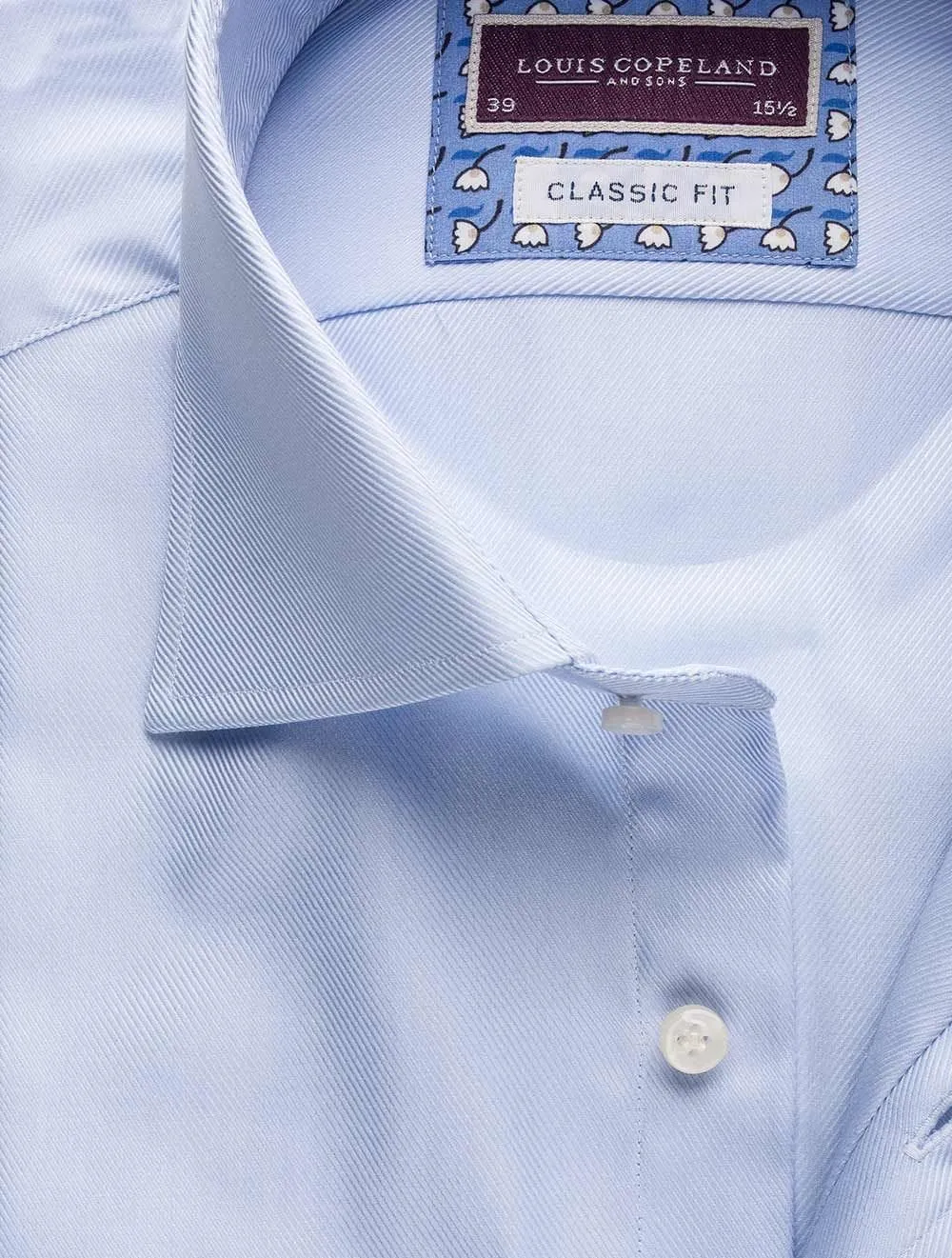 Twill Classic Fit Hemd Blau/maßgeschneidert