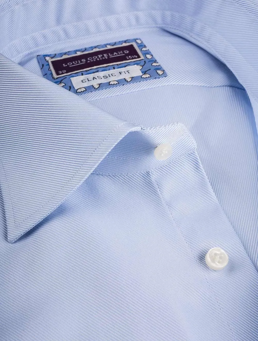 Twill Classic Fit Hemd Blau/maßgeschneidert