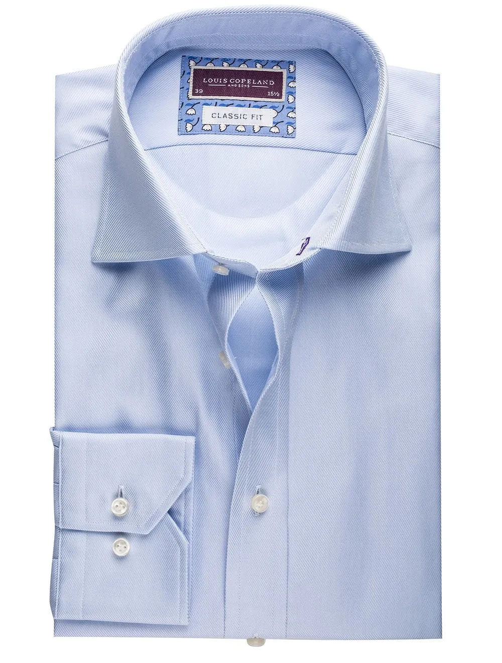 Twill Classic Fit Hemd Blau/maßgeschneidert