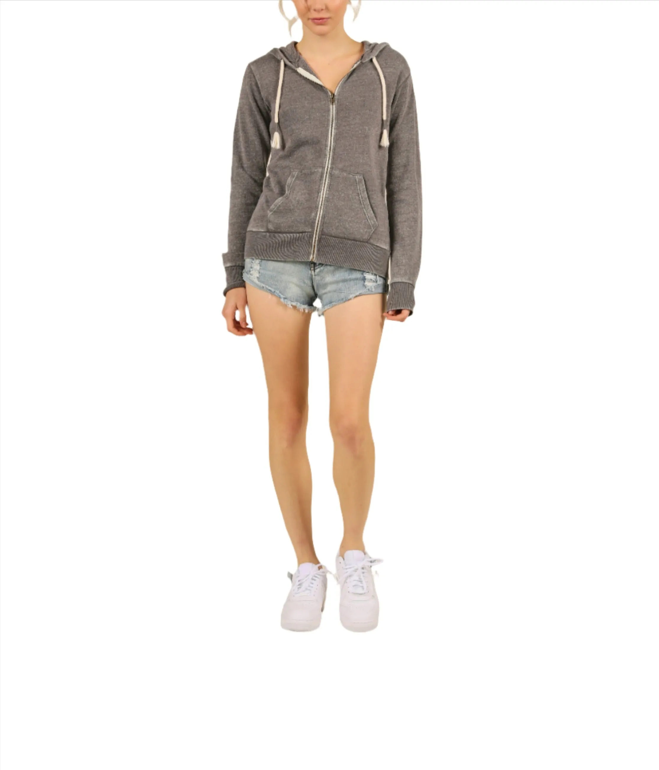 Vintage Havana/Ocean Drive Burnout Burnout Zip Hoodie OD1479 Stahlgrau