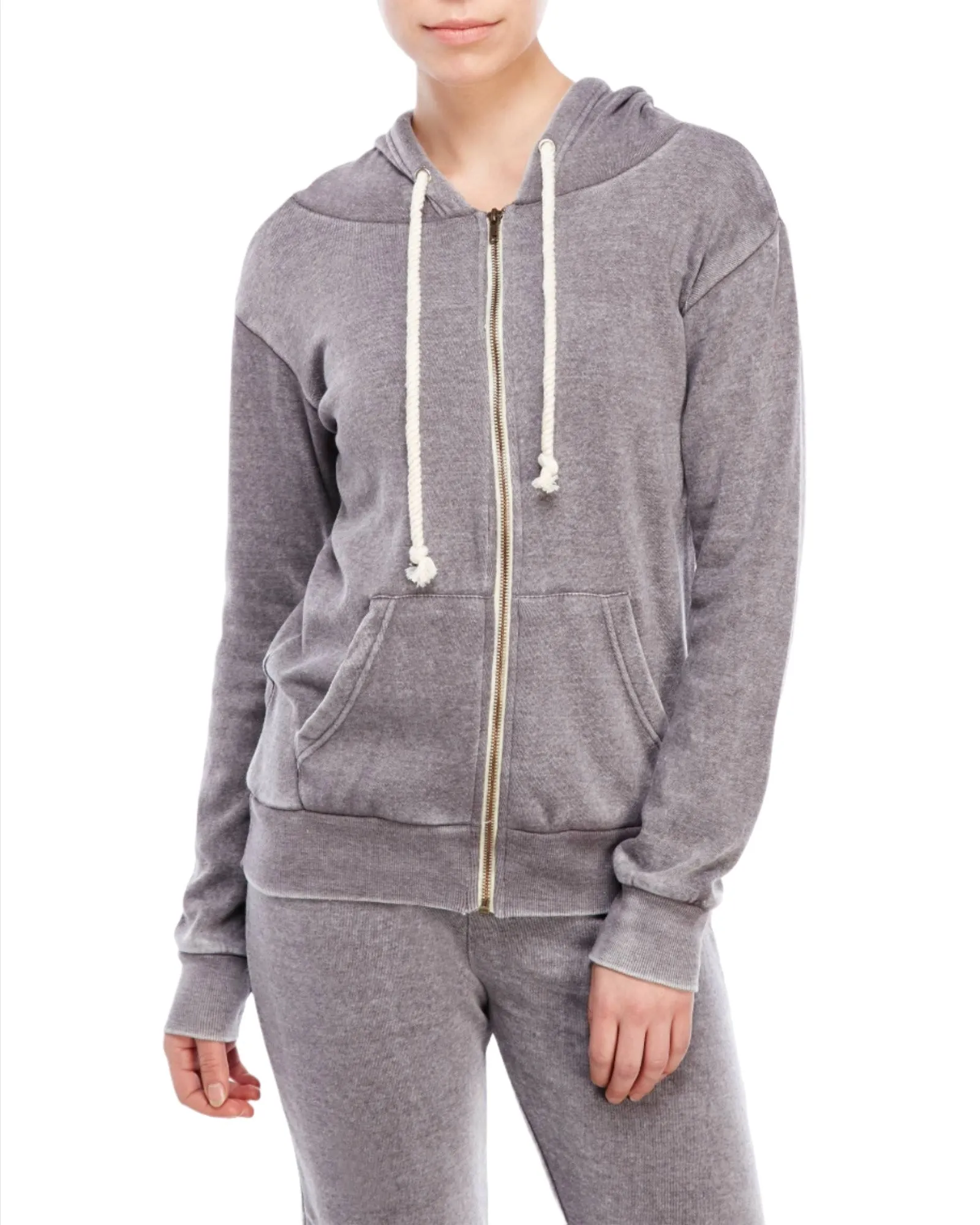 Vintage Havana/Ocean Drive Burnout Burnout Zip Hoodie OD1479 Stahlgrau