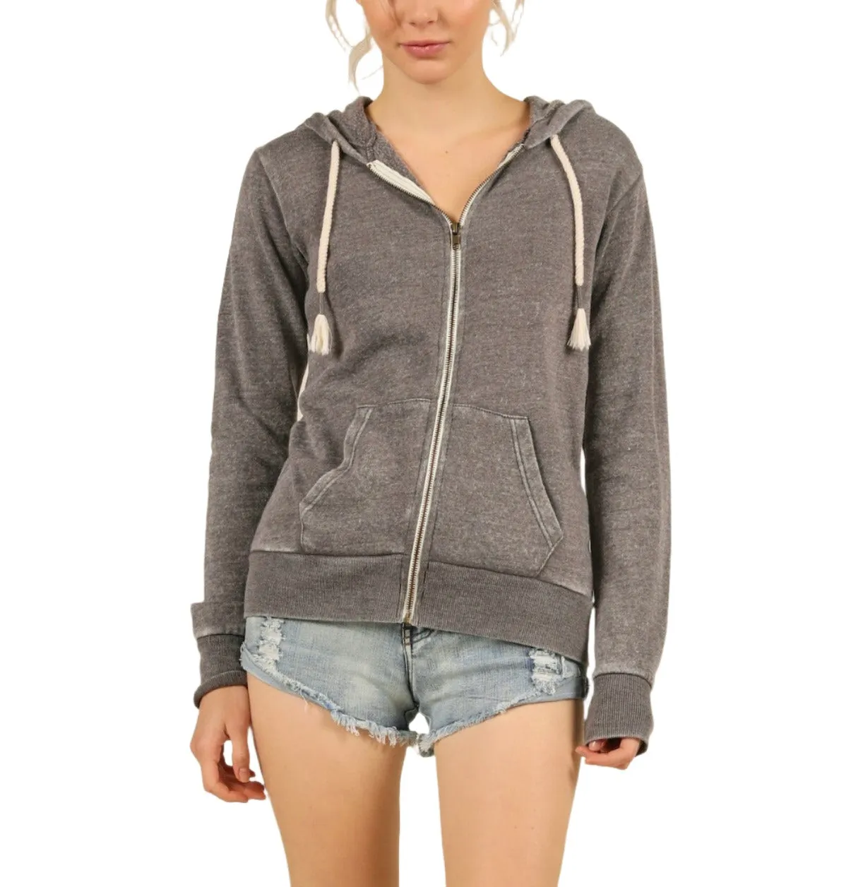 Vintage Havana/Ocean Drive Burnout Burnout Zip Hoodie OD1479 Stahlgrau
