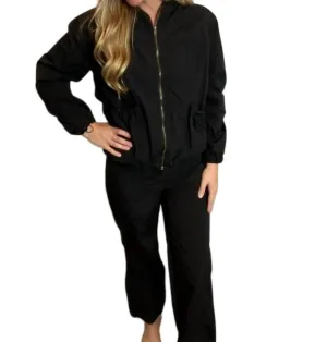 Windanzug Jacke & Hose Set in Schwarz