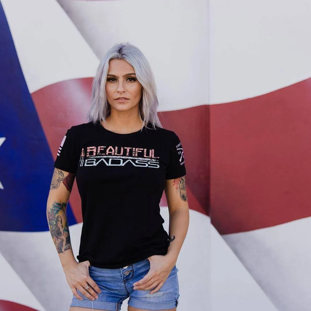 Frauen Schönes Badass Ombre T-Shirt - Schwarz