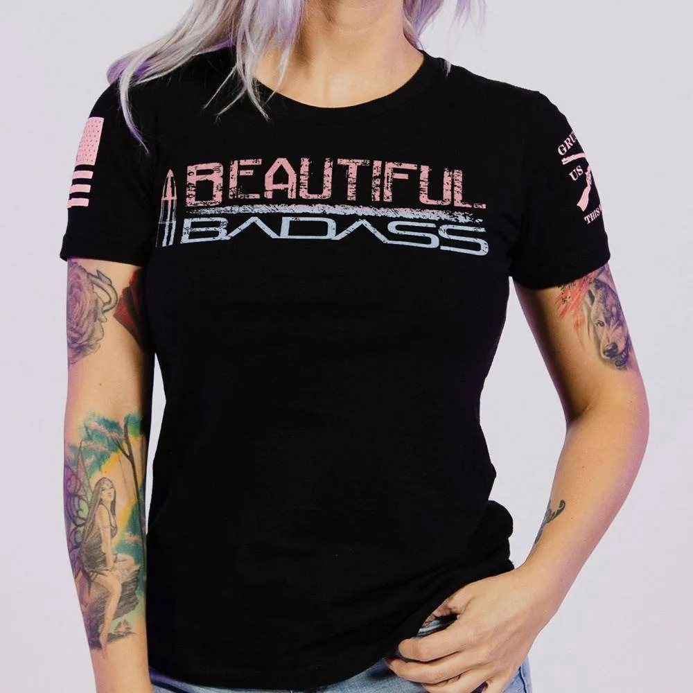 Frauen Schönes Badass Ombre T-Shirt - Schwarz