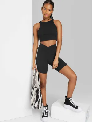 Damen einfache Fahrradshorts, Schwarz