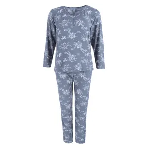 Damen Plus Henley & Hose Grau Blumen-Set