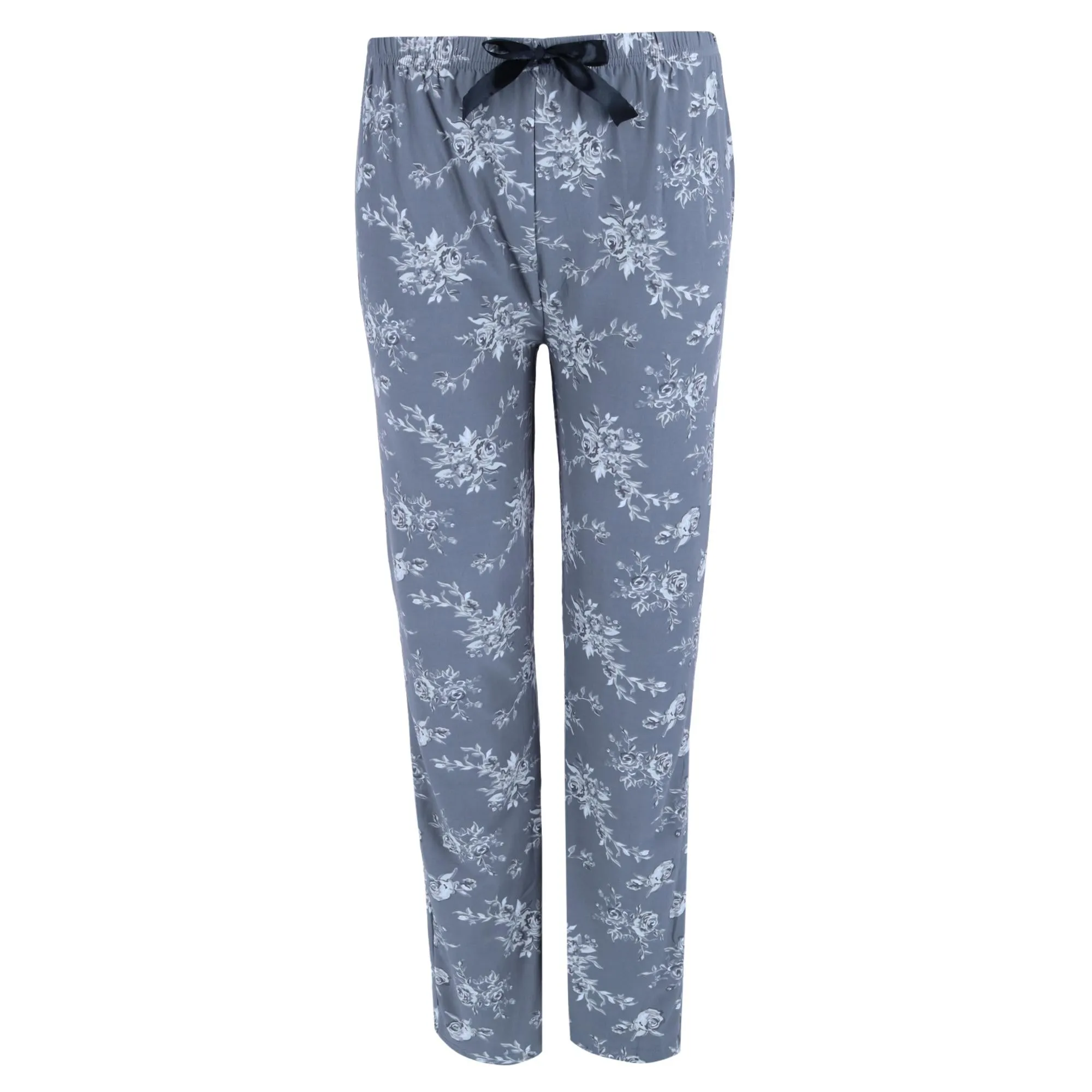 Damen Plus Henley & Hose Grau Blumen-Set