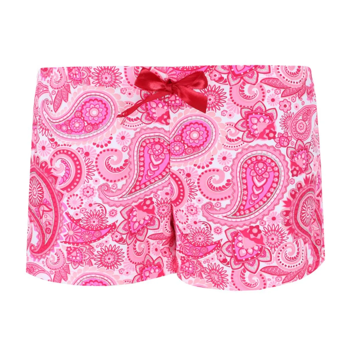 Damen Plus Size Paisley Henley Kurzarm-Shirt und Shorts Set