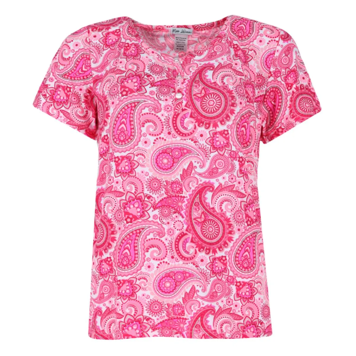 Damen Plus Size Paisley Henley Kurzarm-Shirt und Shorts Set