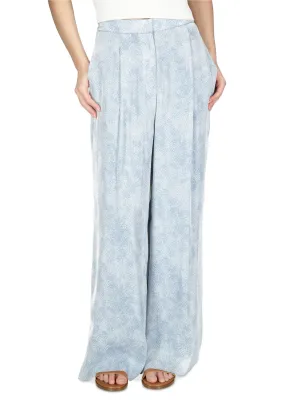 Damen bedruckte Plisseehose, Hellblau