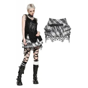 Damen-Punk-Netz-Splice-Karo-Faltenrock