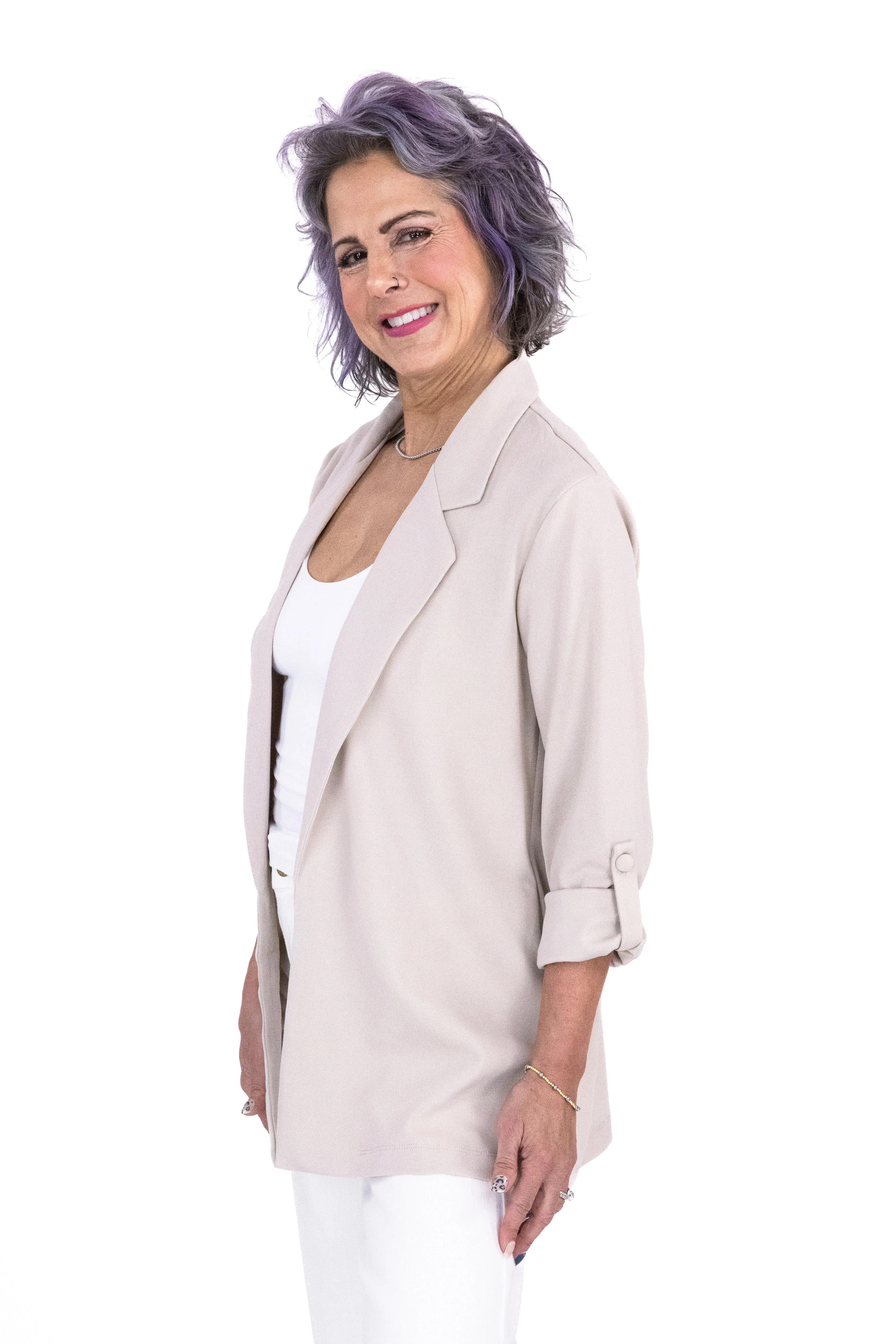 Damen Blazer mit lockerer Passform und offener Front