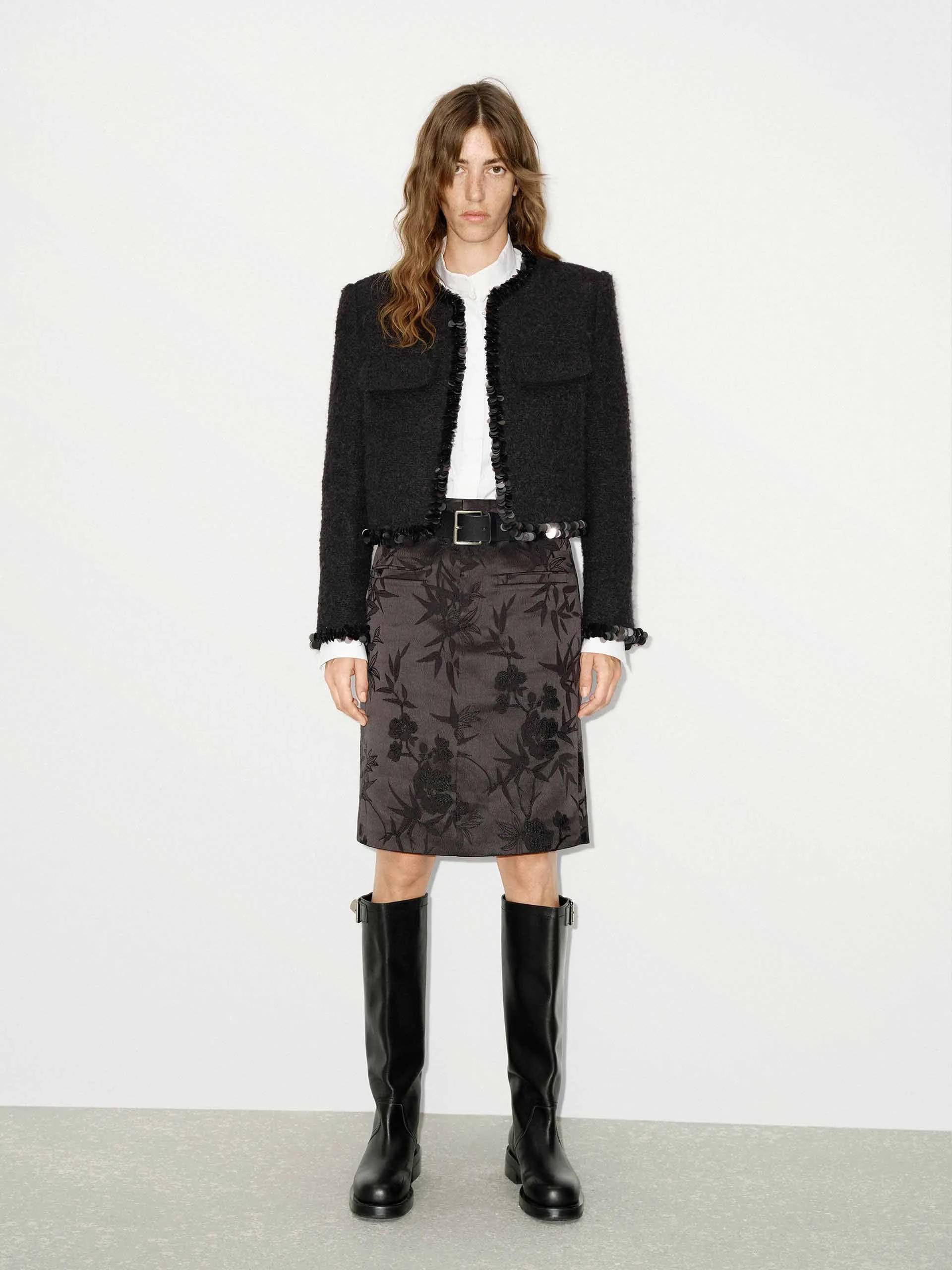 Wollmischung Tweed Jacke