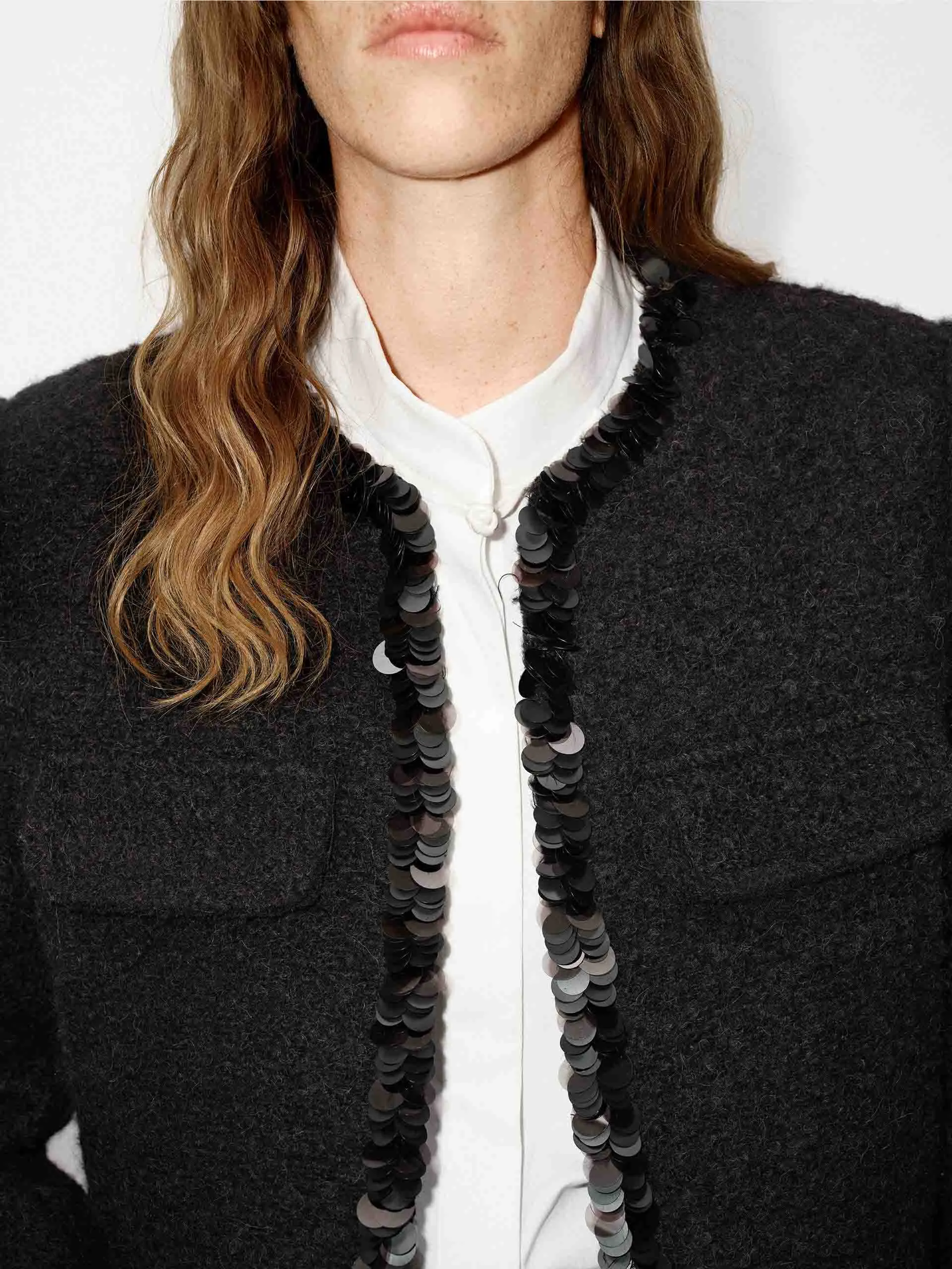 Wollmischung Tweed Jacke